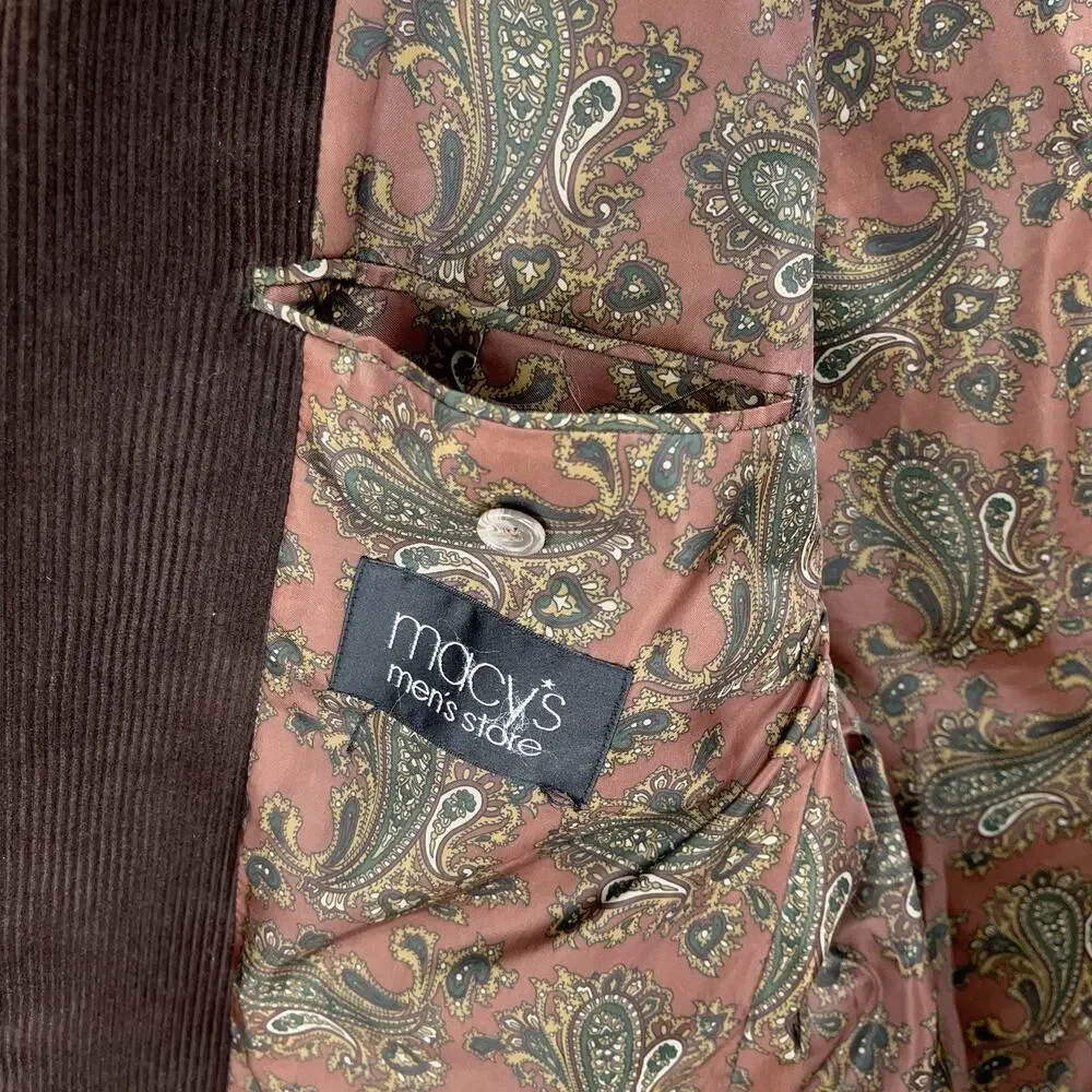 Lauren Ralph Lauren Mens 44R Corduroy Blazer Paisley Lined Dark Academia *flaw*